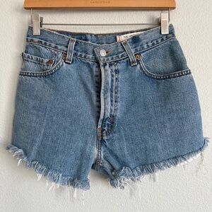 Levi's Classic Blue Frayed Jean Shorts